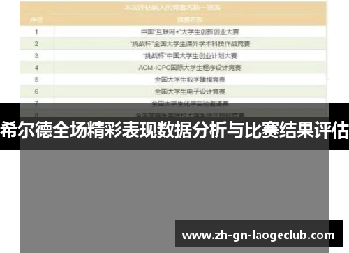 希尔德全场精彩表现数据分析与比赛结果评估