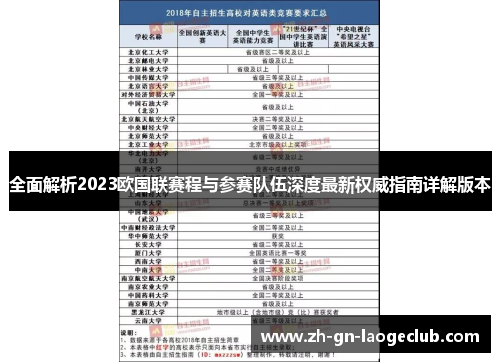 全面解析2023欧国联赛程与参赛队伍深度最新权威指南详解版本 全面解析2023欧国联赛程与参赛队伍深度最新权威指南详解版本